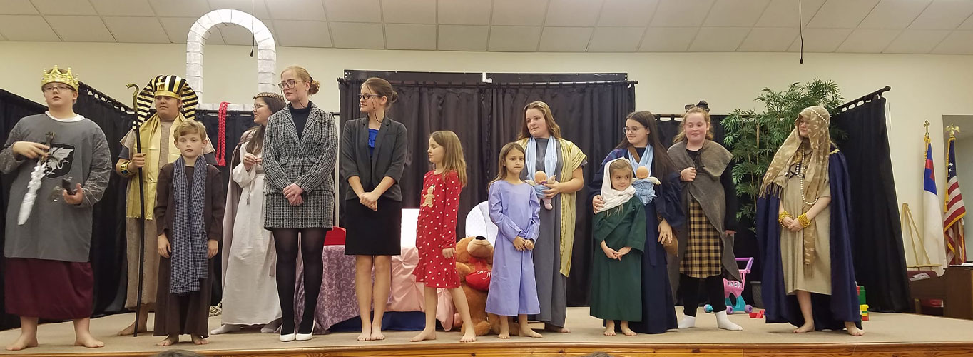a group of youth performing a play at Mt. Pleasant Church
