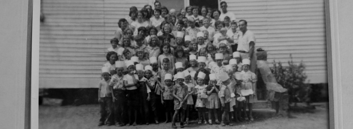 old black and white photo of the church youth