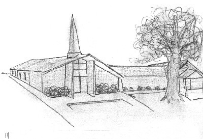 history of our church a black and white drawing of the church
